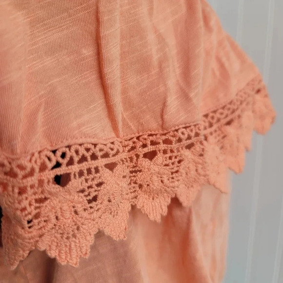 American Rag Cie Women Tank Top Blouse Off The Shoulder Lace Ruffle Orange Sz M - Picture 3 of 10